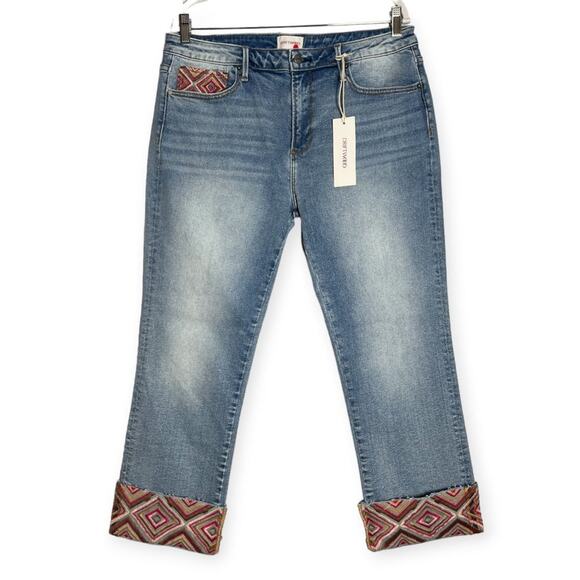 NWT Driftwood Colette Crop Jean SIZE 33 Diamond Daze Blue Emrboidered NEW - Picture 3 of 13